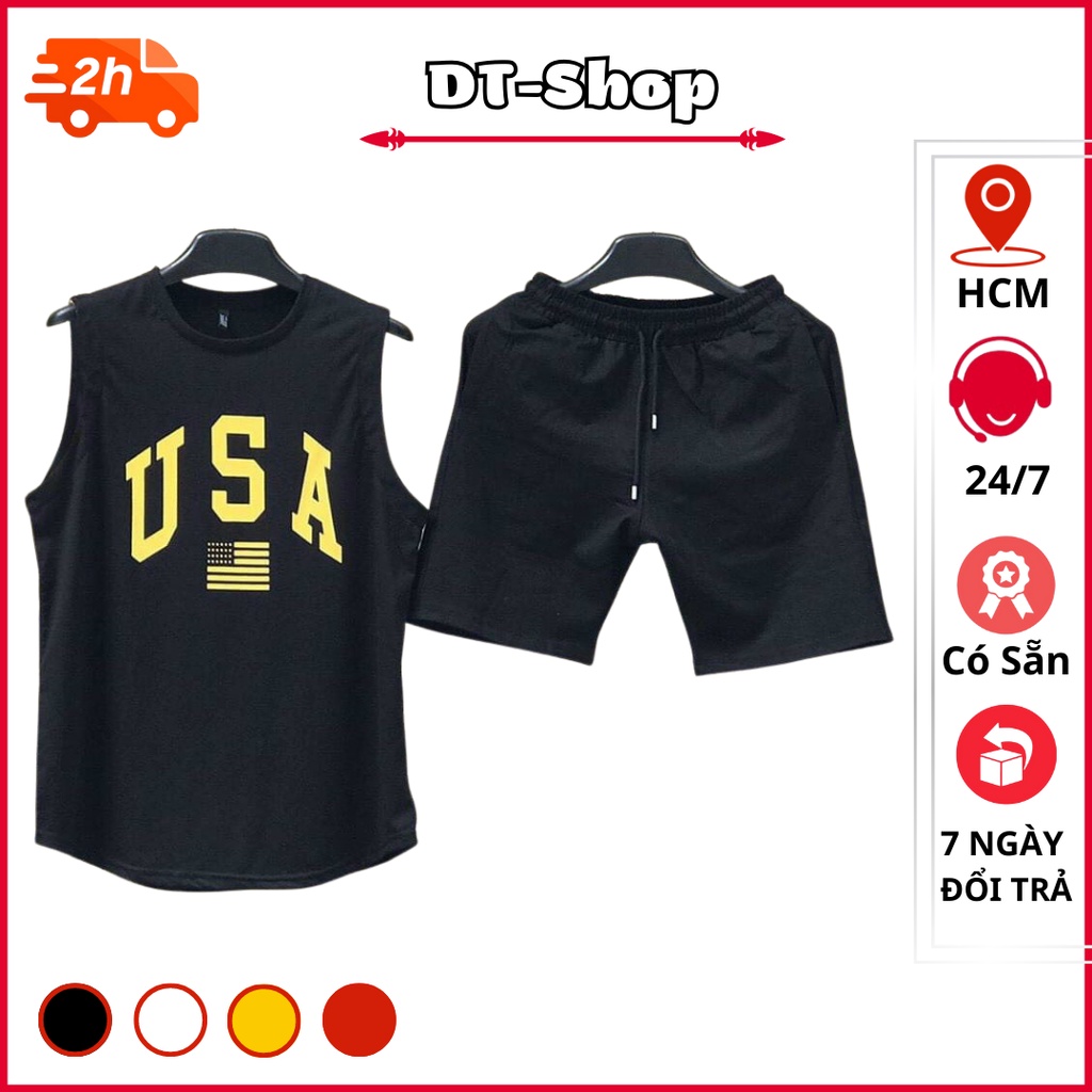 Bộ thể thao nam mặc nhà sát nách USA cao cấp ,chất liệu thun lưới mè siêu mát ,năng động, thời trang 2023