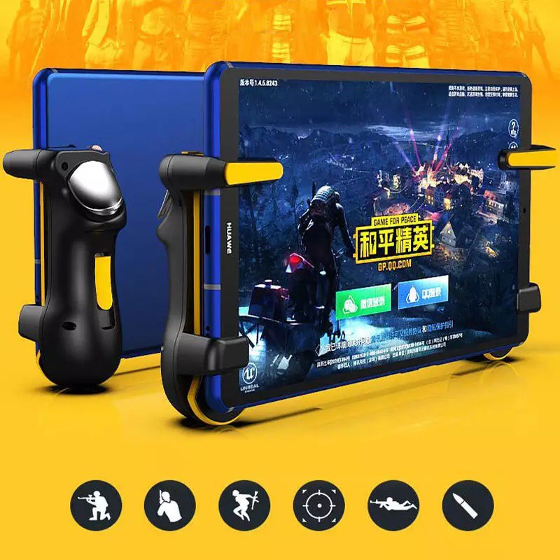 🆔Tay cầm chơi game Ipad tặng kèm 4 bao tay chơi game ff,pubg,rol,... auto táp siêu nhanh 32 nhịp/s, nút bắn pubg gaming.