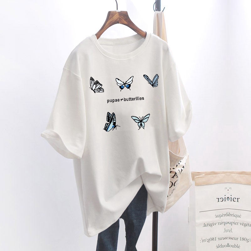 NRVP Áo thun nữ tay ngắn cổ tròn dáng rộng in hình dễ thương thời trang mùa hè 2020