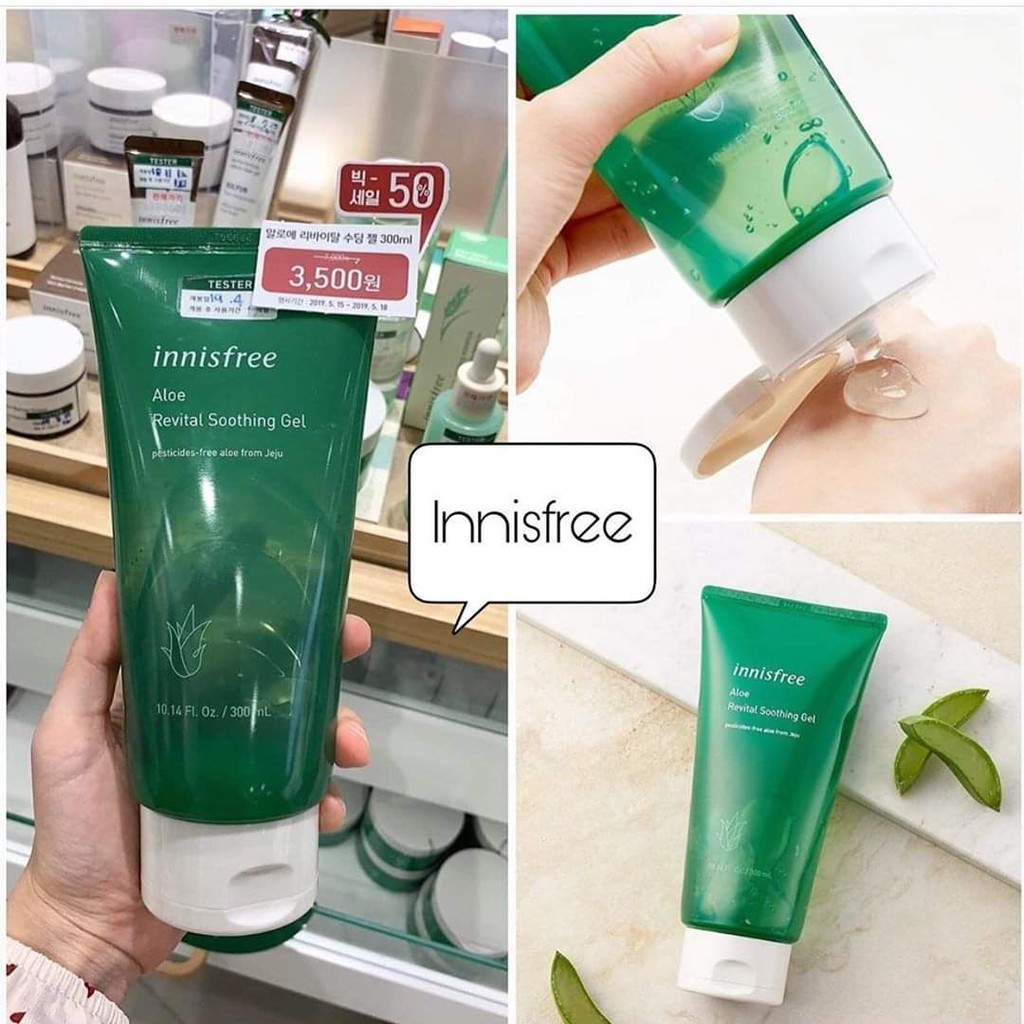 [Chính hãng] Gel dưỡng ẩm đa năng từ nha đam hữu cơ Innisfree Aloe Revital Soothing Gel 300ml