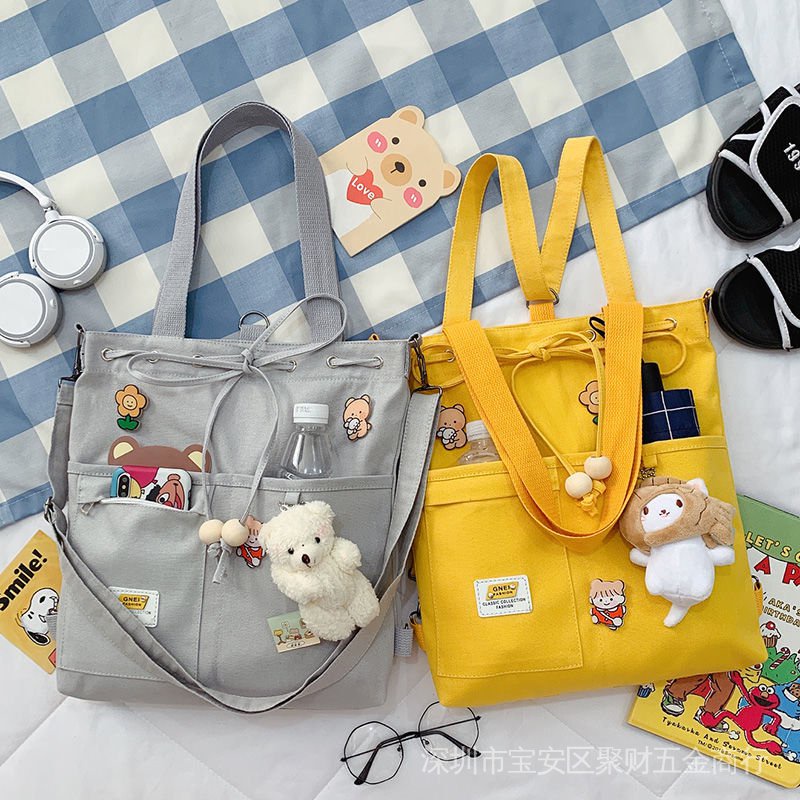 Túi Đeo Chéo Một Bên Vai Bằng Vải Bố Có Khóa Kéo Mẫu Mới Phong Cách Hàn Quốc Thời Trang Năm 2021 Dành Cho Học Sinh