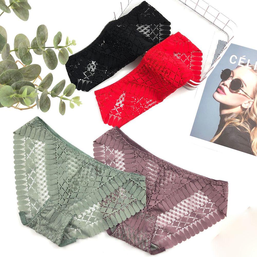 OCEANMAP Quần Lót Lưng Vừa Màu Trơn Thiết Kế Trong Suốt Quyến Rũ