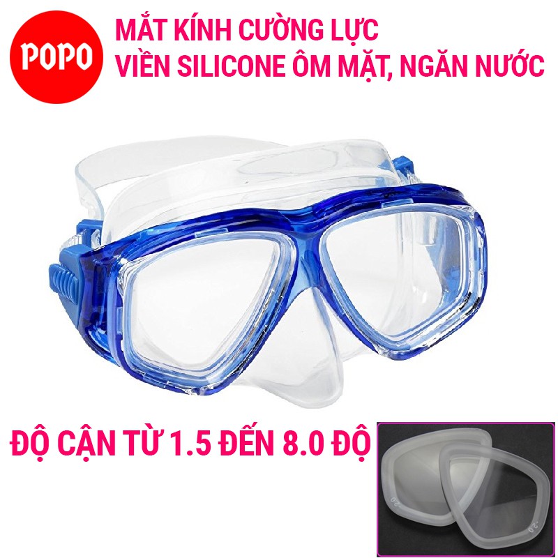 Kính lặn cận thị mắt kính cường lực POPO mặt nạ lặn cận độ cận từ 1.5 độ đến 8.0 độ