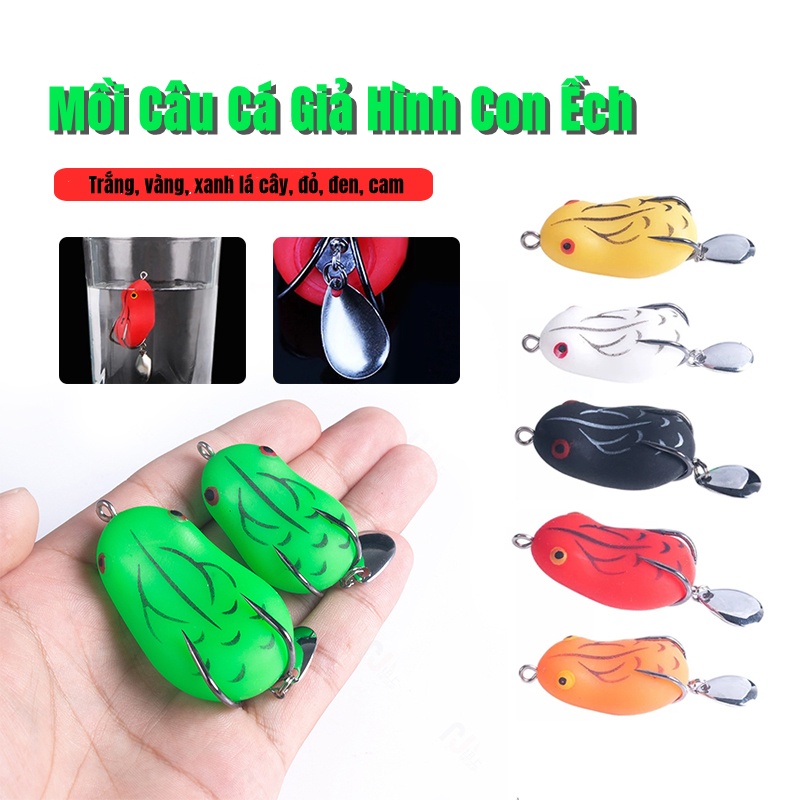 Mồi Câu Cá Giả 4.5cm/7g 5cm/12g  Mồi câu cá giả hình ếch Bằng Nhựa Cứng Có Móc Câu 0.5-1.5m mồi câu cá tầng nước trên.
