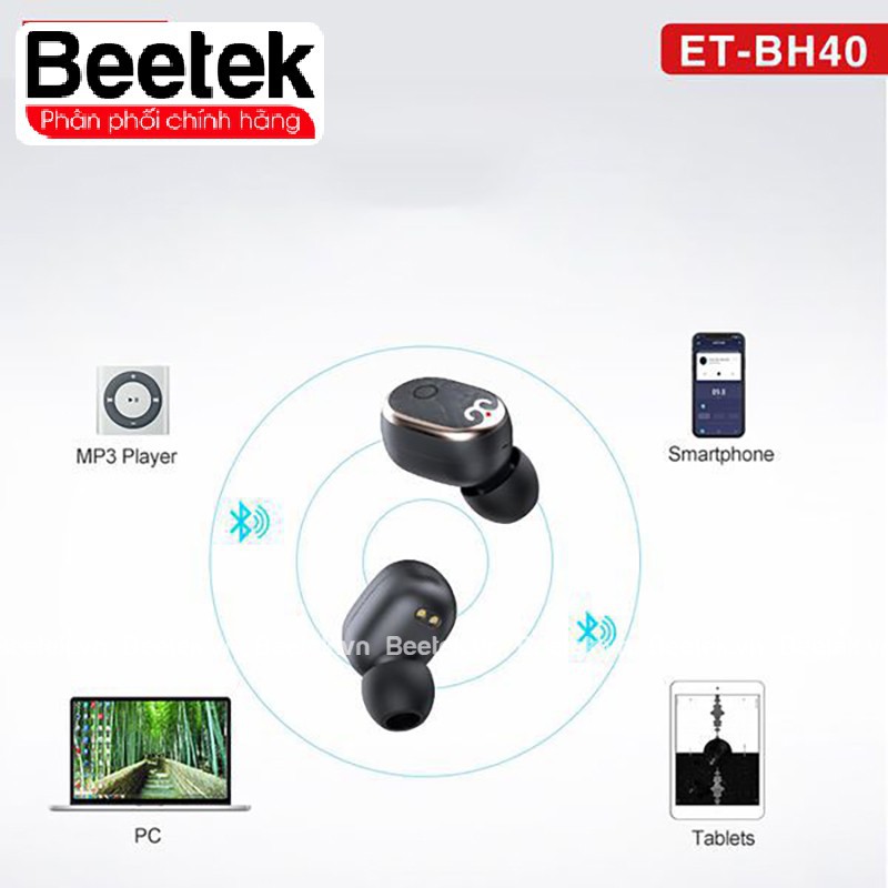 Tai nghe Bluetooth Eardom ET-BH40 True Wireless, Công nghệ V5.0, Kết nối trên 10m, Thời gian chờ 120h [5SAO]