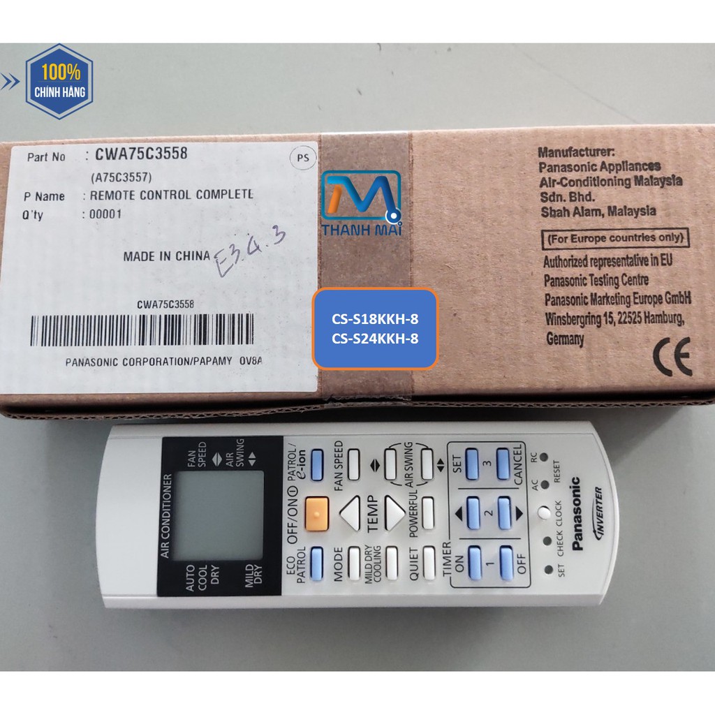 [REMOTE CHÍNH HÃNG] Điều Khiển Máy lạnh Panasonic CS-S18KKH-8//S24KKH-8