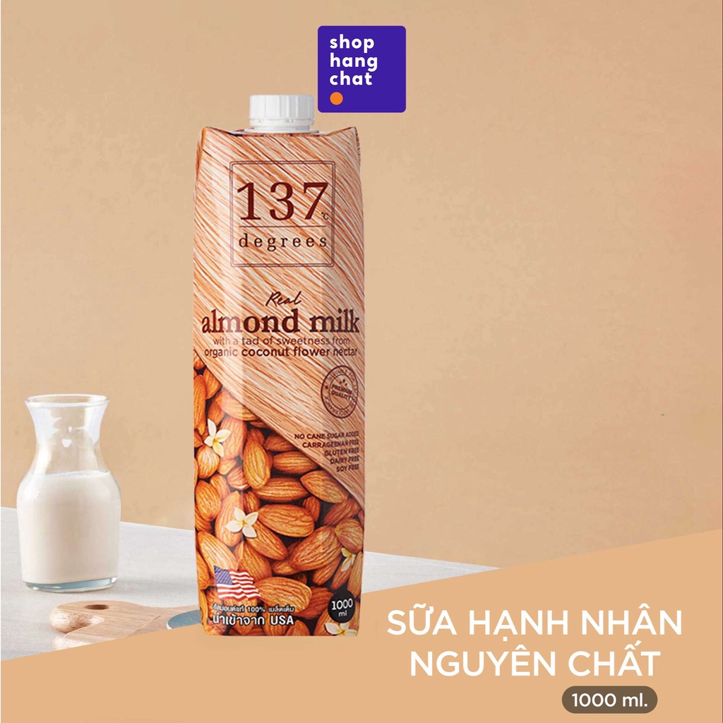 Sữa hạnh nhân nguyên chất 137 Degrees 1000ml, 99% từ hạt tươi