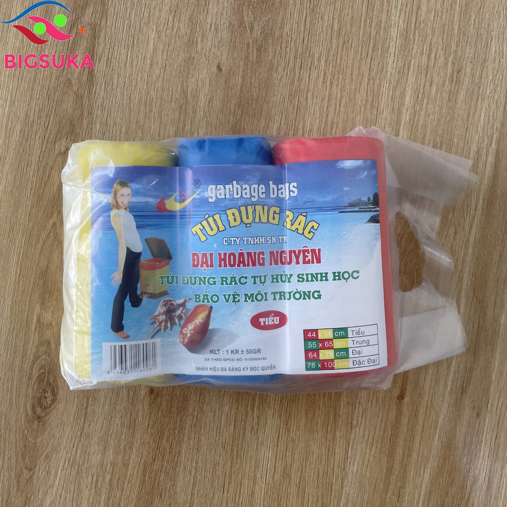 Bao rác cuộn tiểu trung đại - Túi đựng rác 1kg nhiều màu BIGSUKA