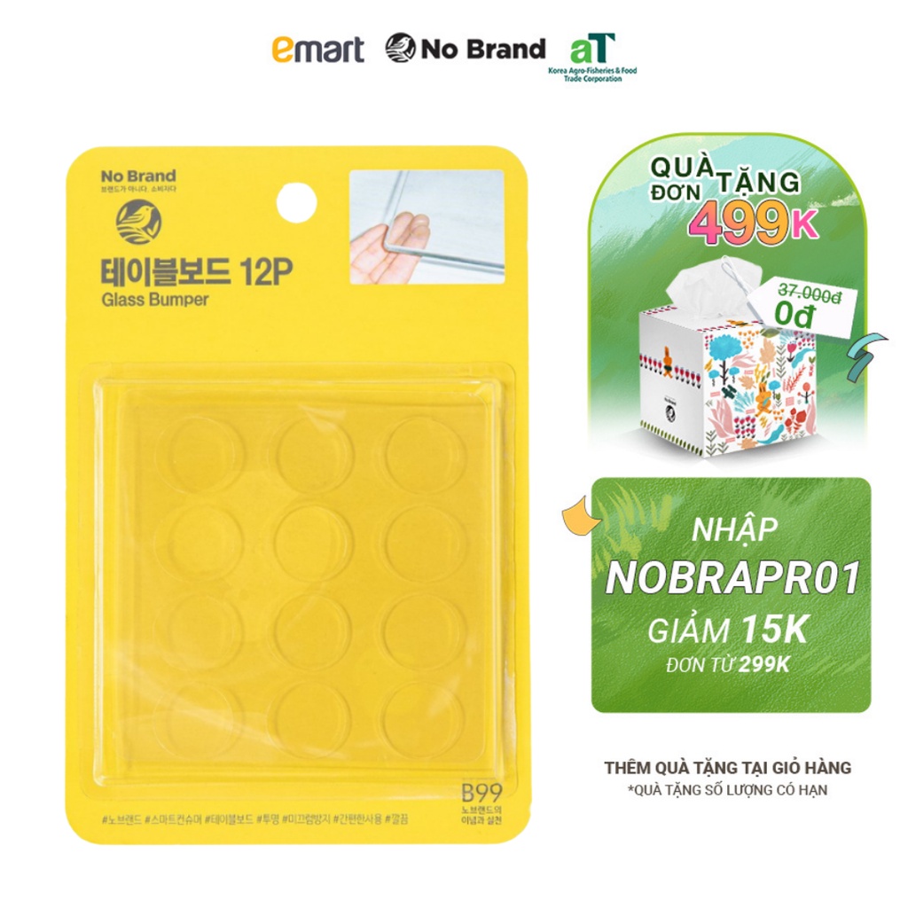 Vỉ 12 Miếng Dán Lót Chống Trượt Bàn Kính- Emart VN