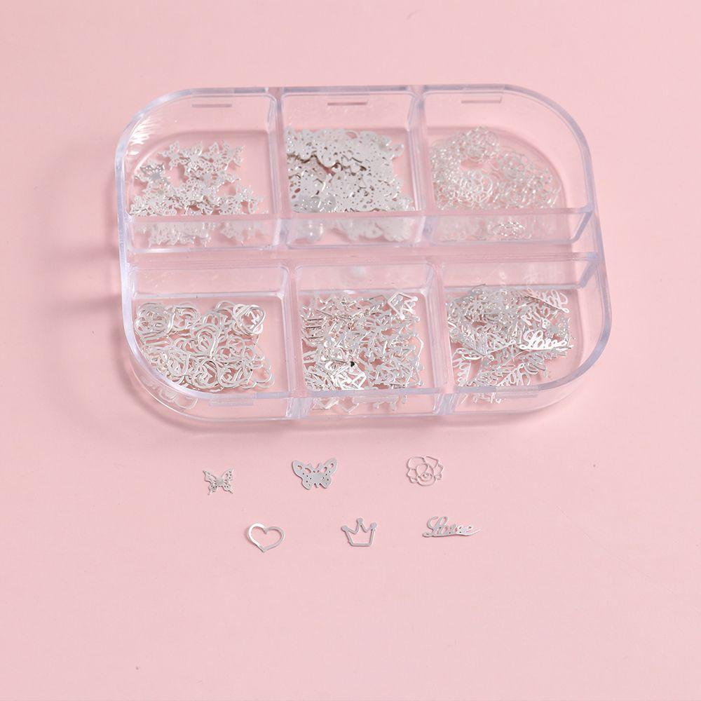 Hộp 6 Ngăn Đựng Phụ Kiện Trang Trí Móng Nghệ Thuật 3D Dễ Thương Cho Nữ