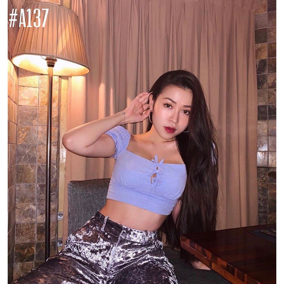 Áo croptop thắt 3 nơ chất đẹp