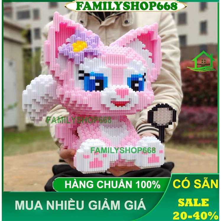 Xếp hình thỏ hồng thỏ tím Stella Lou cỡ lớn 26cm nhân vật hoạt hình nano 3D lắp ráp mô hình cỡ lớn Chuẩn Mẫu