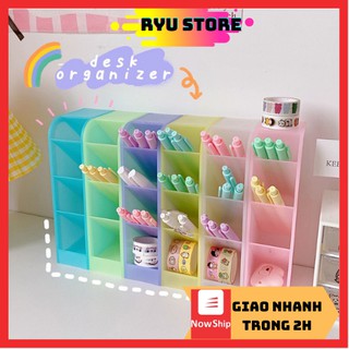 Kệ đựng viết ❤️𝑭𝑹𝑬𝑬𝑺𝑯𝑰𝑷❤️Kệ nhựa đựng bút - văn phòng phẩm 4 ngăn để bàn nhiều màu tiện dụng