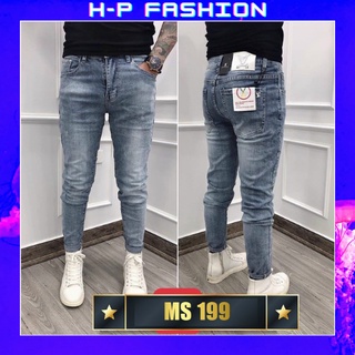 Quần jean nam trơn thời trang Hpfashion, Quần bò nam trơn vải jean co giãn mềm mịn, form cực chuẩn - QJNTCS199