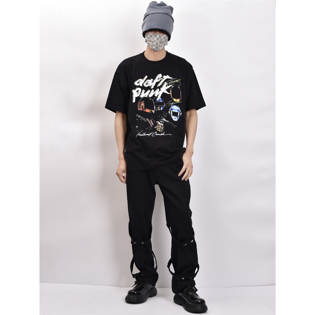 Áo Thun Vintage Daft Punk Tay Lỡ Unisex - Đen Cổ Tròn | Blackwork