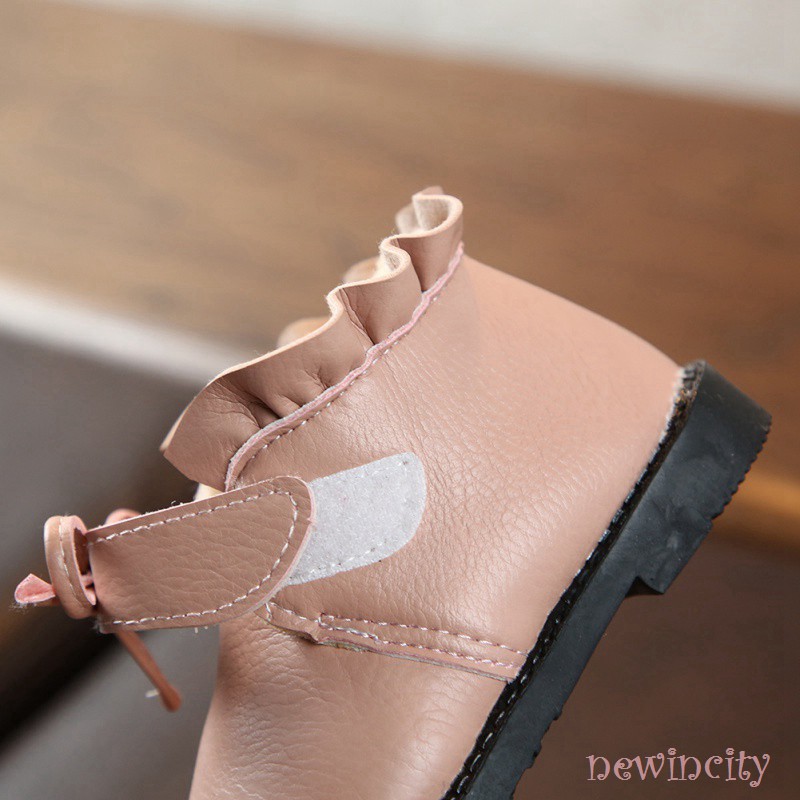 Giày Bốt Da Phối Nơ Xinh Xắn Cho Bé Gái