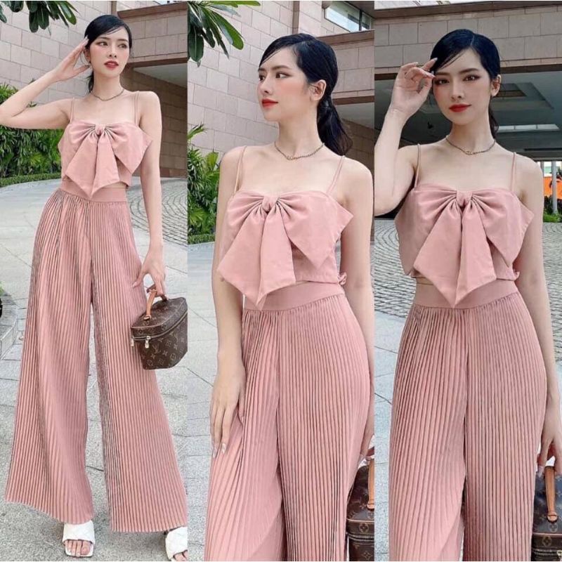 Sét áo nơ quần dập li hàng cao cấp