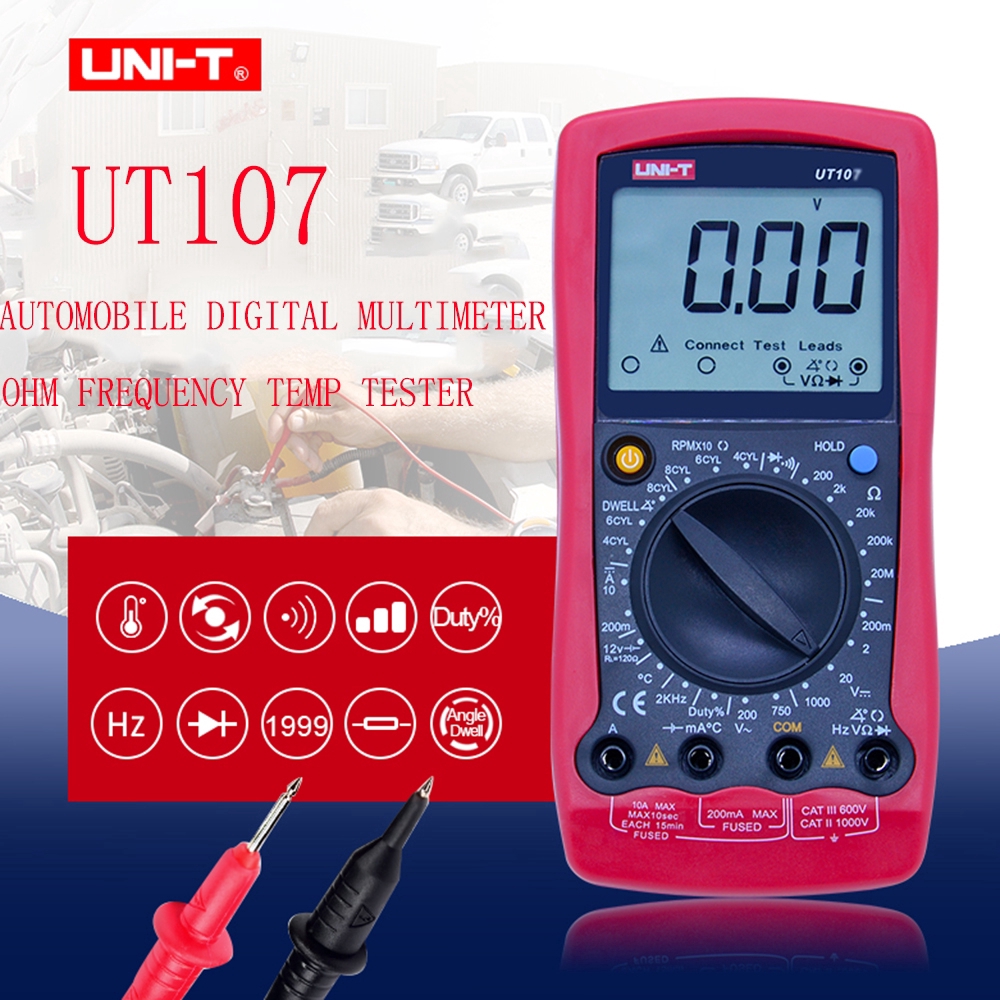 UNI-T UT107 Đồng hồ vạn năng kỹ thuật số AC DC điện áp hiện tại Ohm Tần số đo nhiệt độ