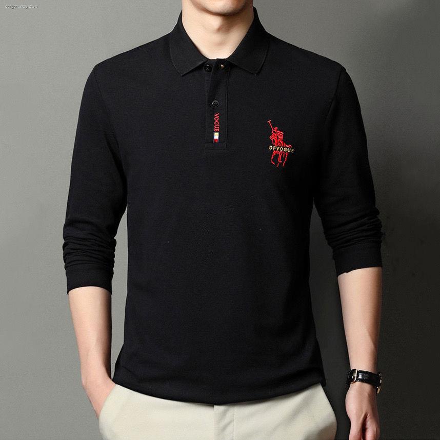 Áo thun tay dài có cổ thời trang thu đông cho đàn ông trung niên | BigBuy360 - bigbuy360.vn