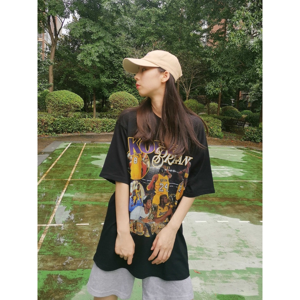 Áo Thun Vintage Kobe Bryant Tay Lỡ Unisex - Đen/Trắng Cổ Tròn | Blackwork