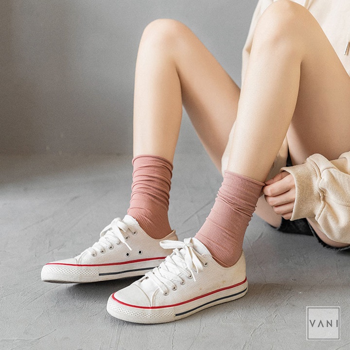 [BẢNG 1] Tất Nhún Gân Tăm Chất Thun Mỏng Mịn, Unisex Kiểu Vintage Hàn Quốc - Vani Store [TAT00037]