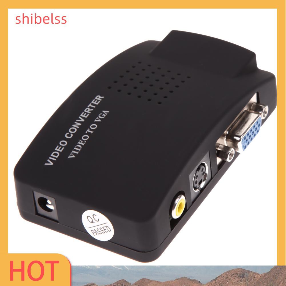 Shibelss AV RCA Composite S-video Input to VGA Output Monitor Converter Adapter CCTV