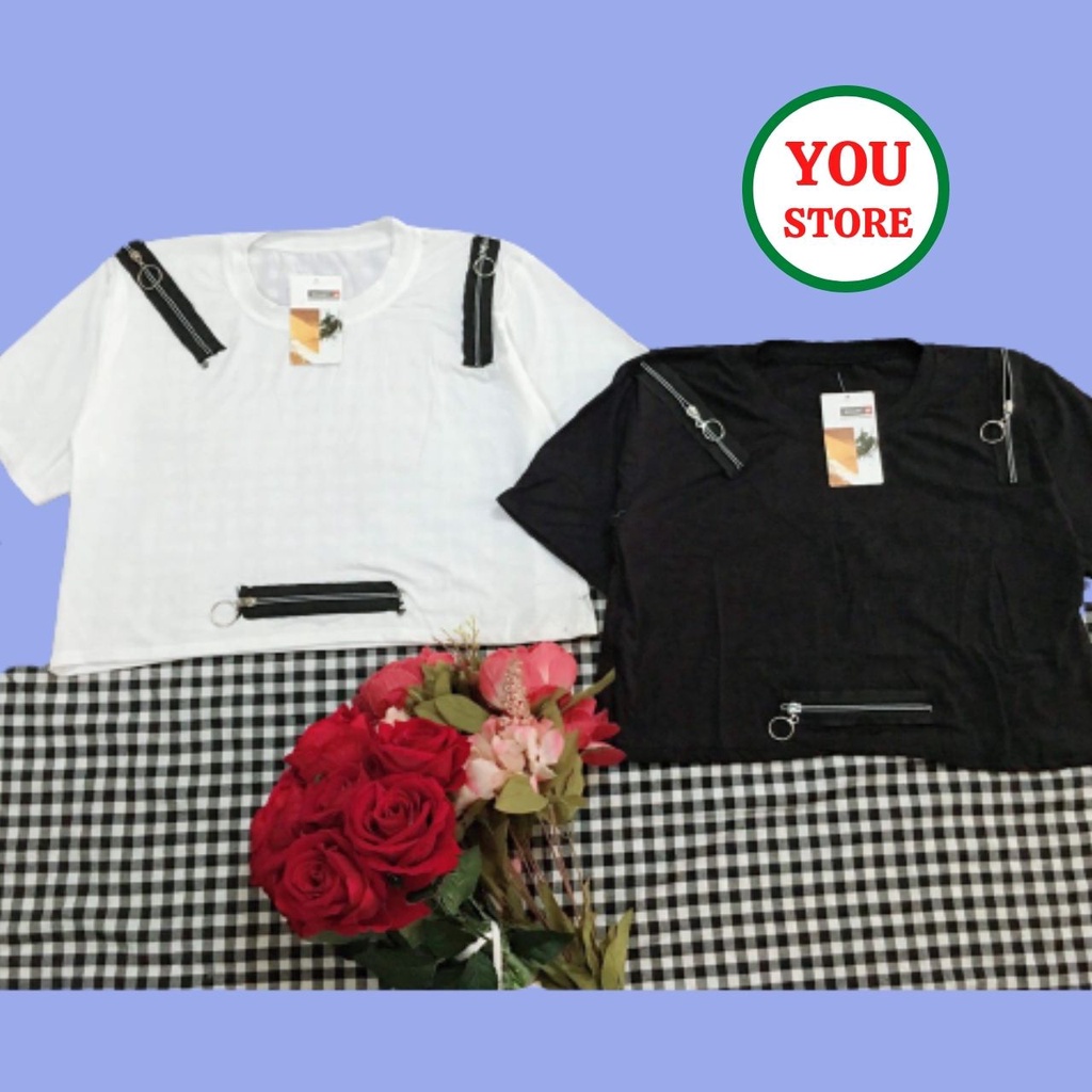 Áo Croptop Nữ 3 Khoá Chất Cotton Mát Lịm Mã 154 You Store