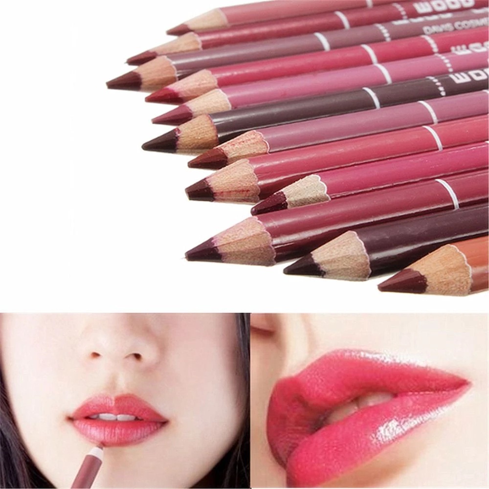 [Hàng mới về] Chì kẻ viền môi lâu trôi chống thấm nước chuyên nghiệp màu ngẫu nhiên với thân bút bằng gỗ