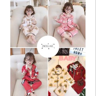 Pyzama lụa bé gái