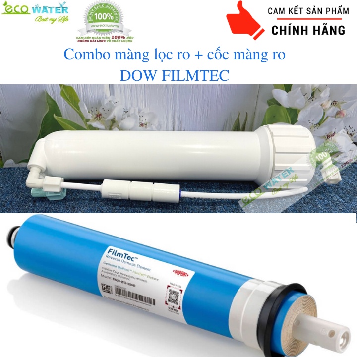 Combo màng lọc nước ro DOW + cốc màng lọc ro + van flow 300 đấu nhanh