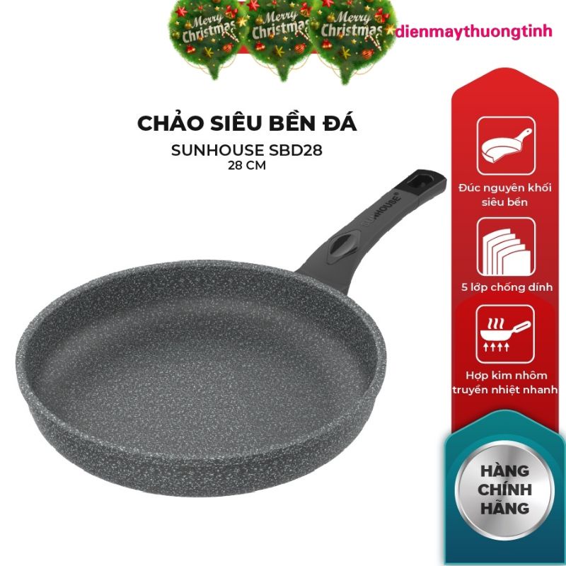 chảo đá chống dính cao cấp Sunhouse size 28_ Hàng chính hãng giá rẻ