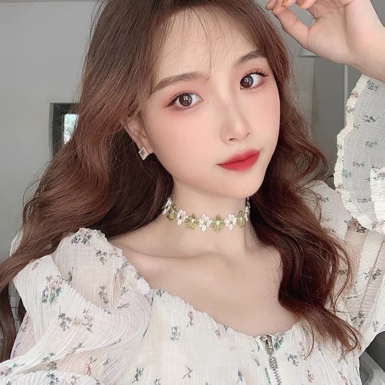 Vòng Cổ Choker Vải Dệt Tay Đính Hoa Thời Trang Xuân Hè Cho Nữ