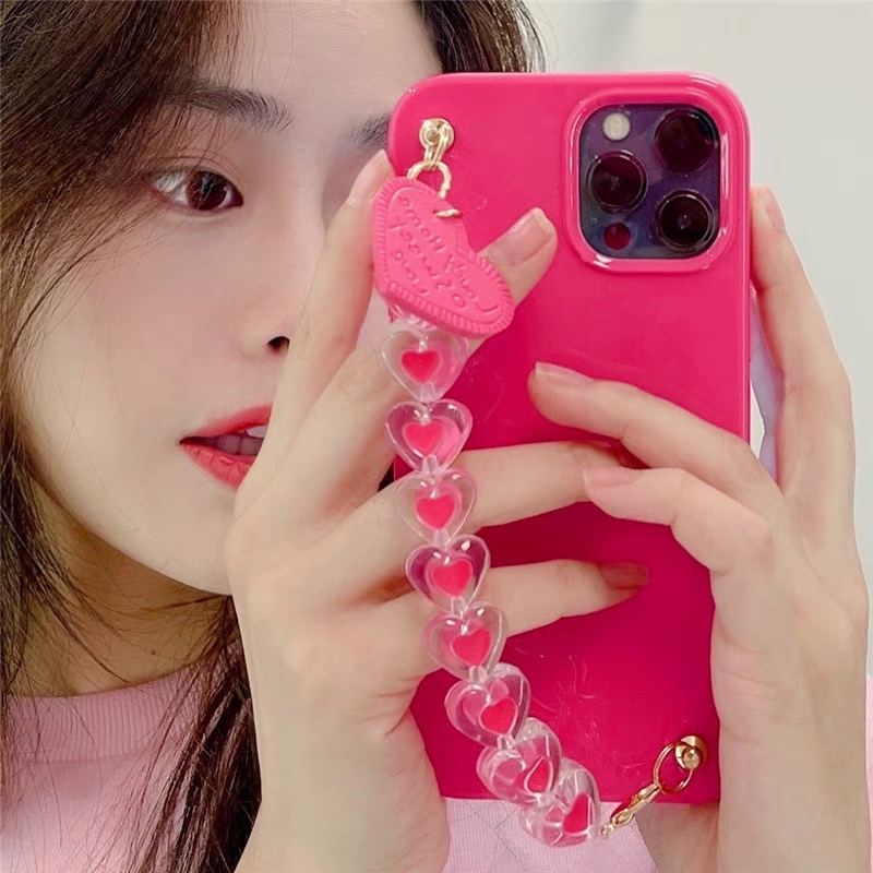 Ốp điện thoại màu kẹo có dây đeo trái tim cho iPhone 12 Pro Max 12Pro 12Mini SE2020 11ProMax 11Pro 11 iX XR XS Max 7 8+