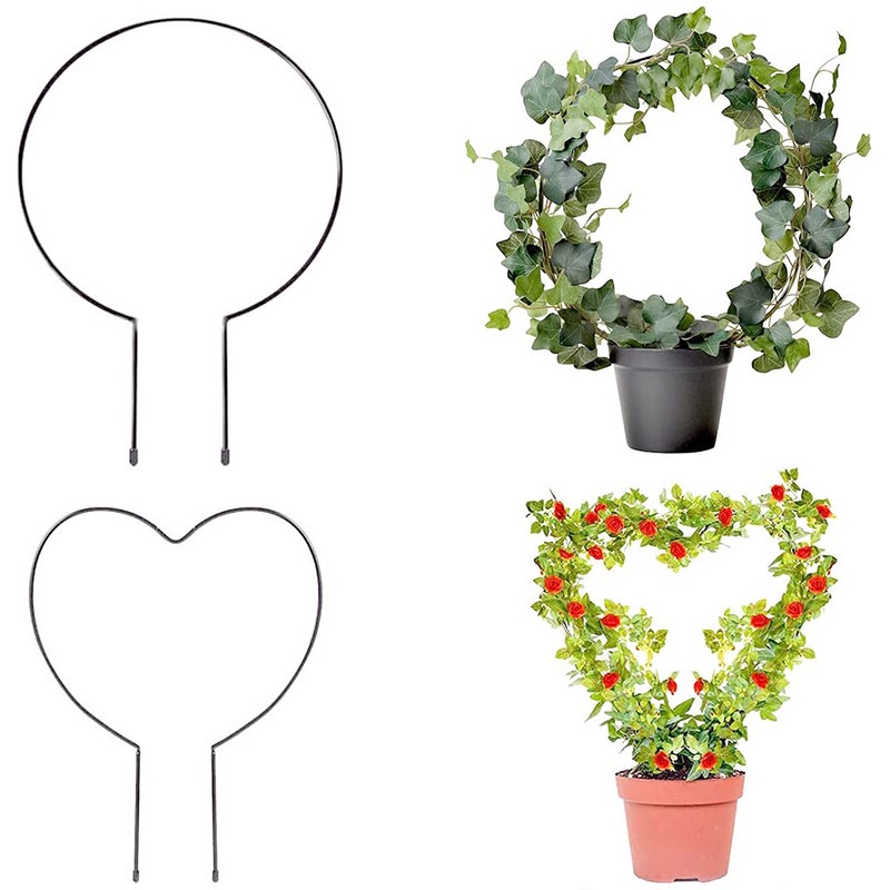 [Mới] Khung Đỡ Hỗ Trợ Trồng Cây Trong Nhà Hình Tròn / Trái Tim / Trái Tim / Giá Đỡ Chậu Cây Cảnh Mini