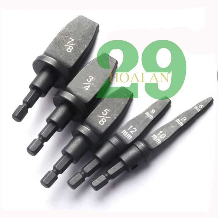 Bộ 5 Loe Ống Đồng, Bộ Lã Ống Đồng Bằng Khoan Chuôi Lục Giác Tặng Găng Tay Bảo Hộ