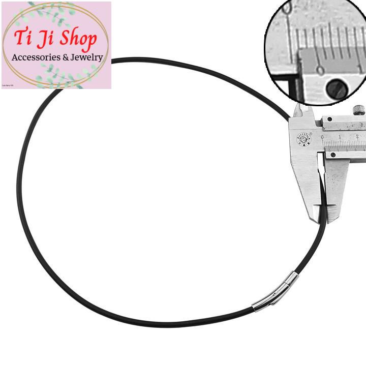 DÂY CHUYỀN CAO SU ĐEN  LY KHÓA INOX VIP DN  - chọn chiều dài theo yêu cầu