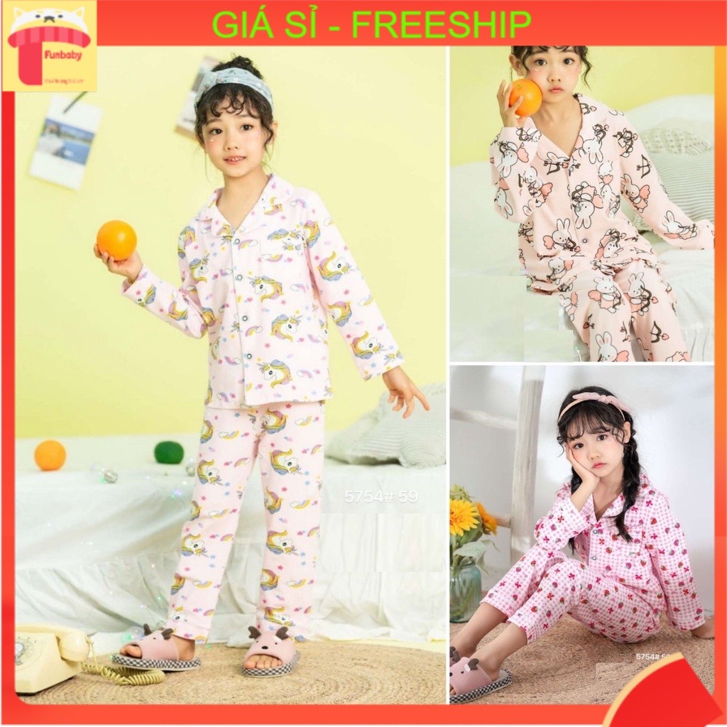 Bộ Pijama dài tay in hình bé gái 2-7 tuổi