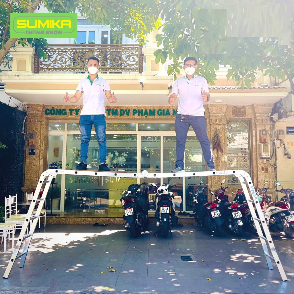 Thang Gâp Chữ a, Thang nhôm gấp 4 đoạn SUMIKA SK604 -BH 24 Tháng-Luôn Có Phụ Kiện Thay Thế