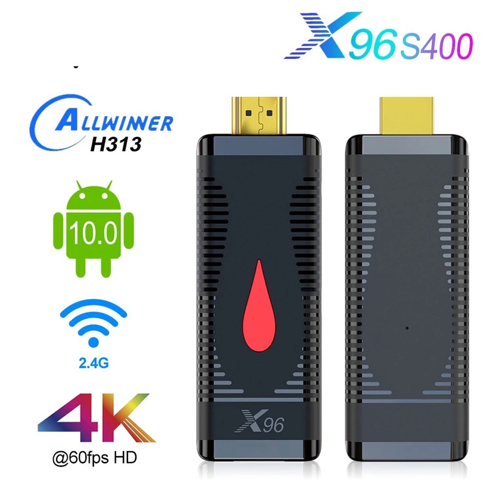 Đầu Thu X96 S400 Android 10.0 Allwinner H313 Quad Core Tv Stick 1gb Ram 8gb Rom 2.4g Wifi Smart Tv Box