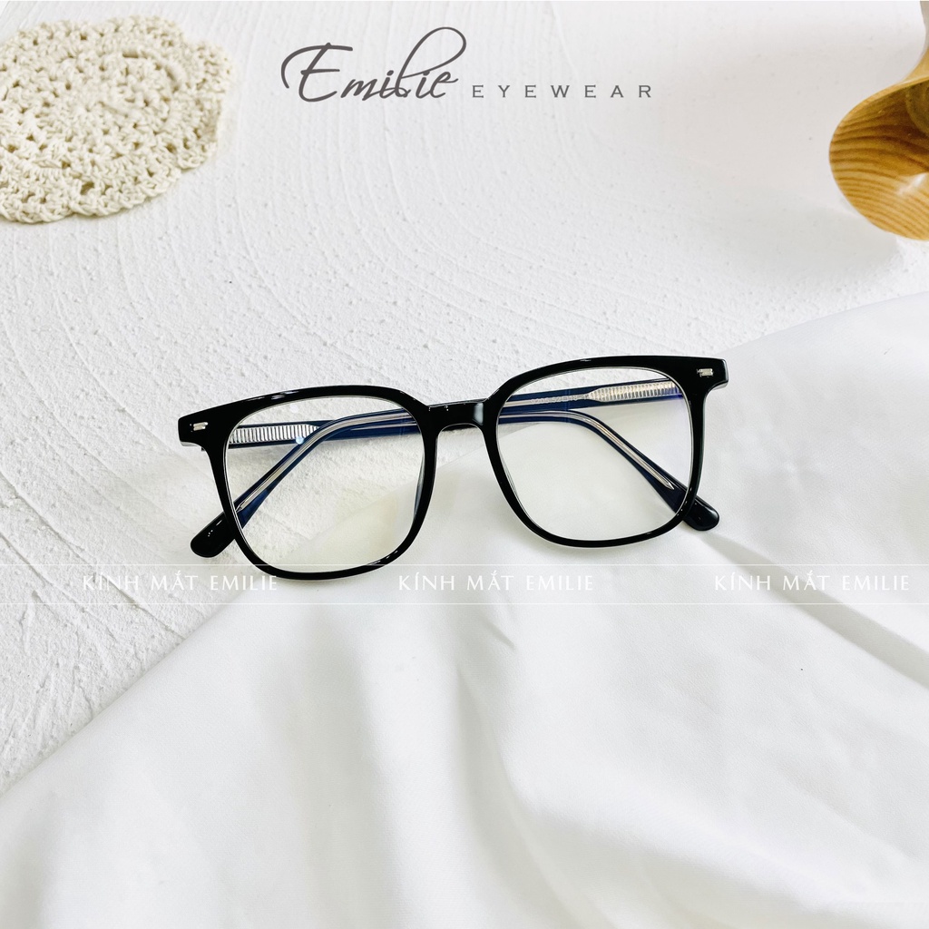 Gọng kính nam nữ vuông nhựa dẻo cốt kim loại size to chắc chắn Kính mắt Emilie phụ kiện thời trang 9205