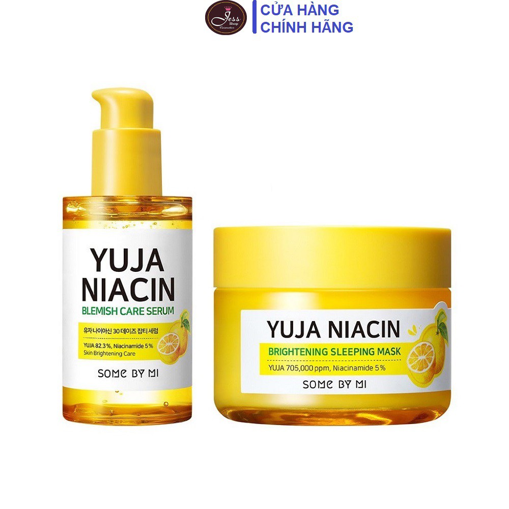 Bộ 2 Sản Phẩm Dưỡng Trắng Sáng Da Some By Mi Yuja Niacin 30 Days (Serum + Mặt nạ ngủ)