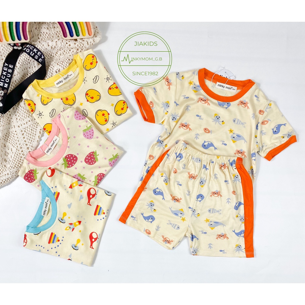 Bộ Cộc Tay THUN LẠNH MINKYMOM In Hình Toàn Phân Phối Viền Cho Bé TN-IN82