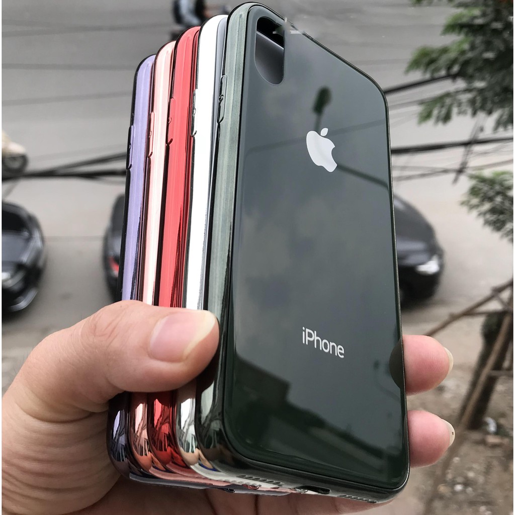 Ốp lưng kính viền si iphone 6/6plus/6s/6s plus/6/7/7plus/8/8plus/x/xs/xs max/11/11 pro/11 promax