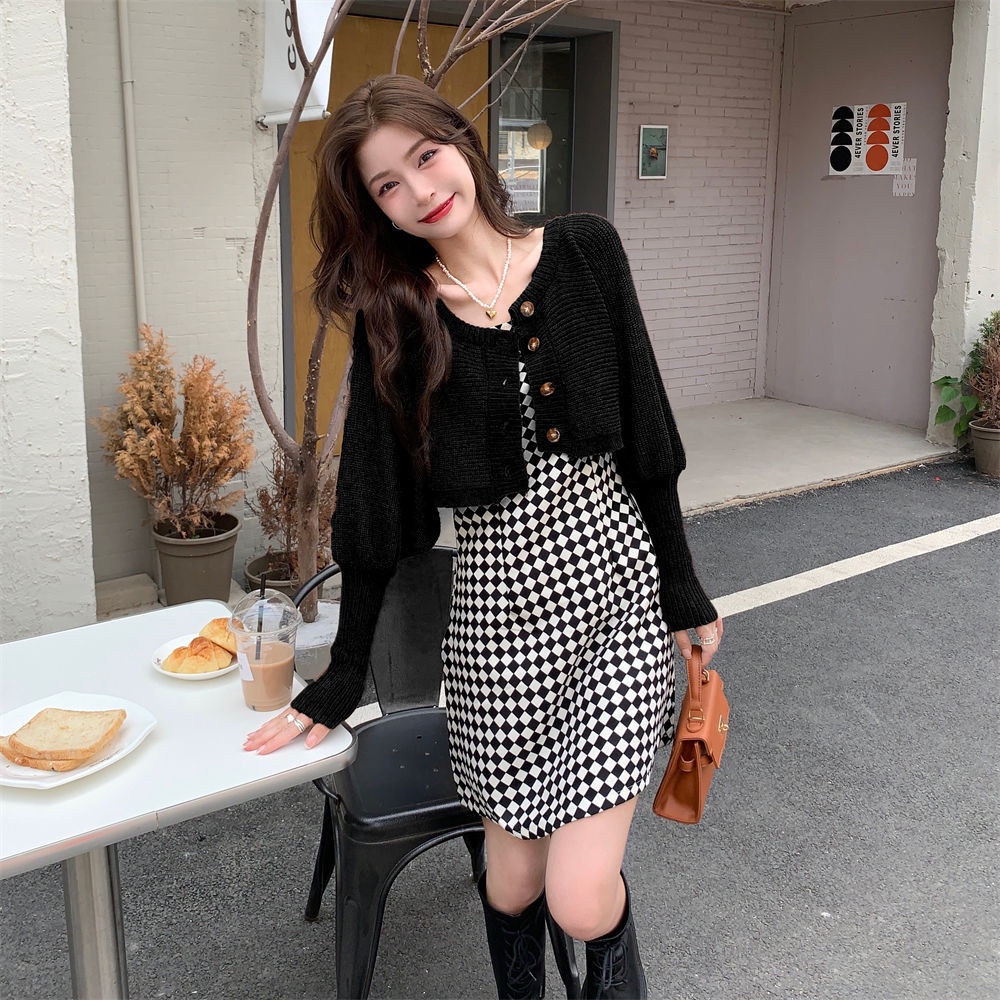 Áo khoác cardigan dệt kim tay phồng dài phong cách Hàn Quốc ngọt ngào