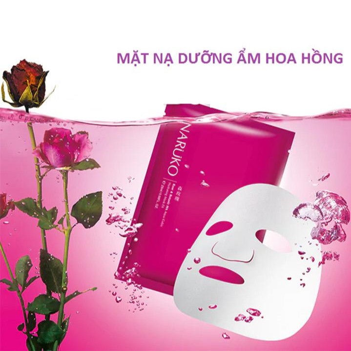 Mặt Nạ Naruko Cấp Nước Sâu & Sáng Da Hoa Hồng Nhung Rose & BOTANIC HA Aqua Cubic Hydrating Mask EX Bản Đài Hộp 10 Miếng
