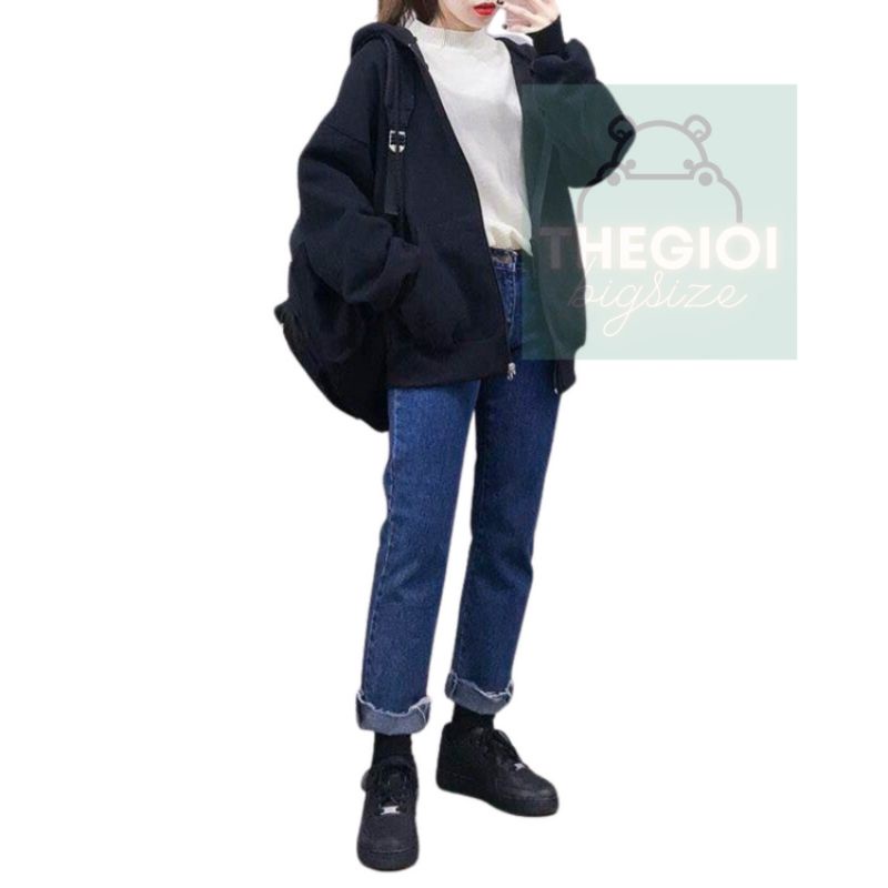 Áo hoodie khóa zip unisex - áo khoác chống nắng bigsize unisex nam nữ 40kg - 85kg