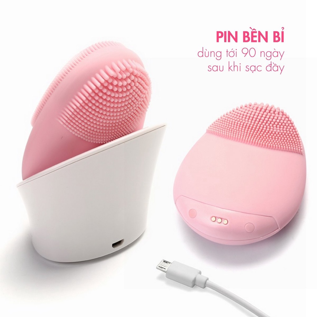 Máy rửa mặt không dây Flashderma Wireless Silicon Facial Cleansing Brush thế hệ mới không thấm nước