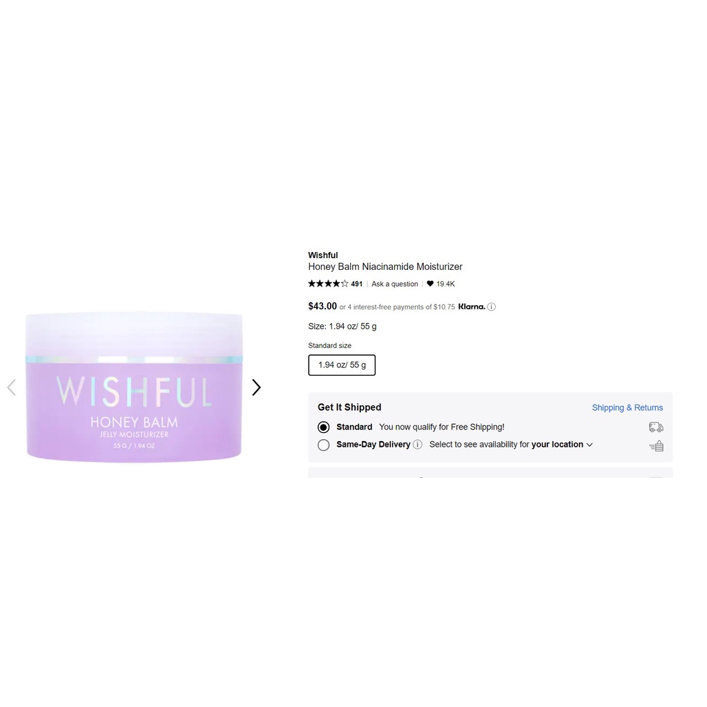 Sample 6.3g mẫu thử Kem dưỡng ẩm Wishful Honey Balm Jelly Moisturizer 6.3g 0.22oz