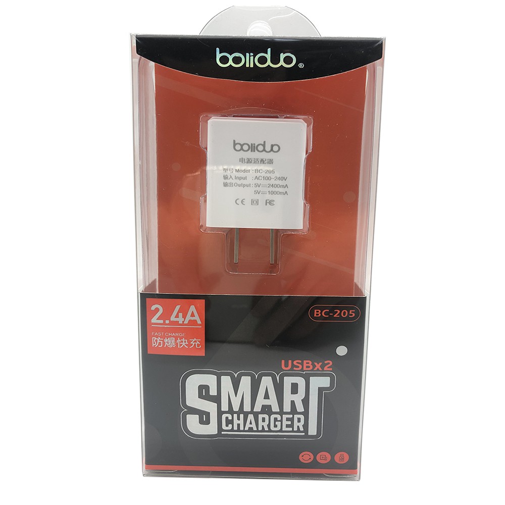 Củ Sạc Thông Minh 2 Cổng USB Boliduo BC-205 – Hỗ Trợ Sạc Nhanh 2.4A