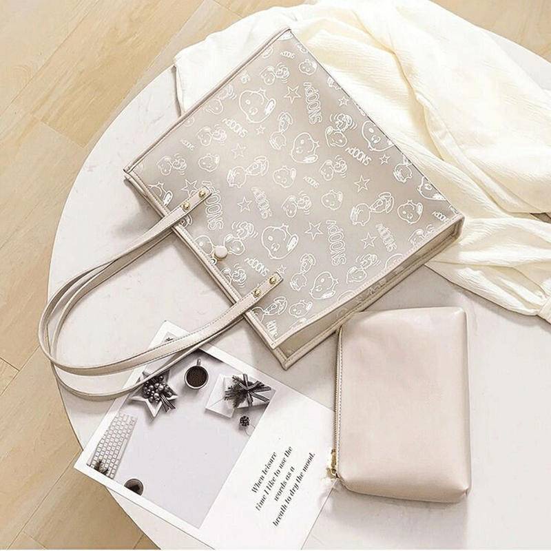Túi xách nữ trong suốt có sức chứa lớn hình Snoopy độc đáo hợp thời trang